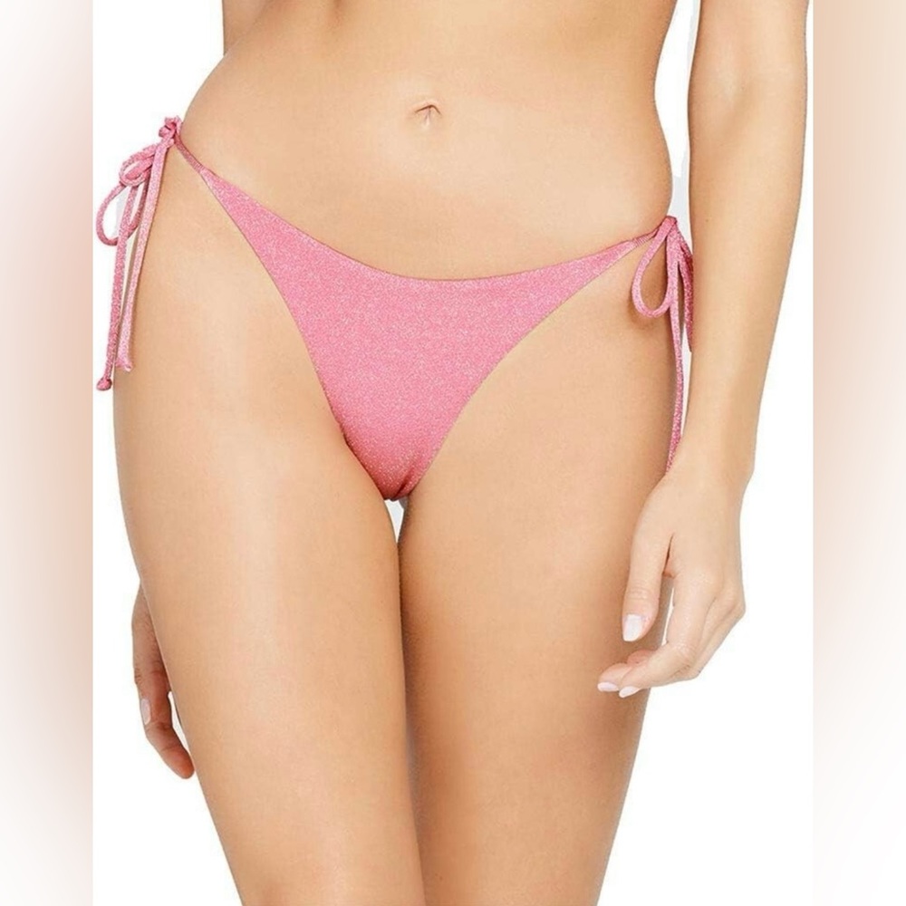 NWT L*Space Lennox Shimmery Pink Side Tie Bikini Bottom Size Medium